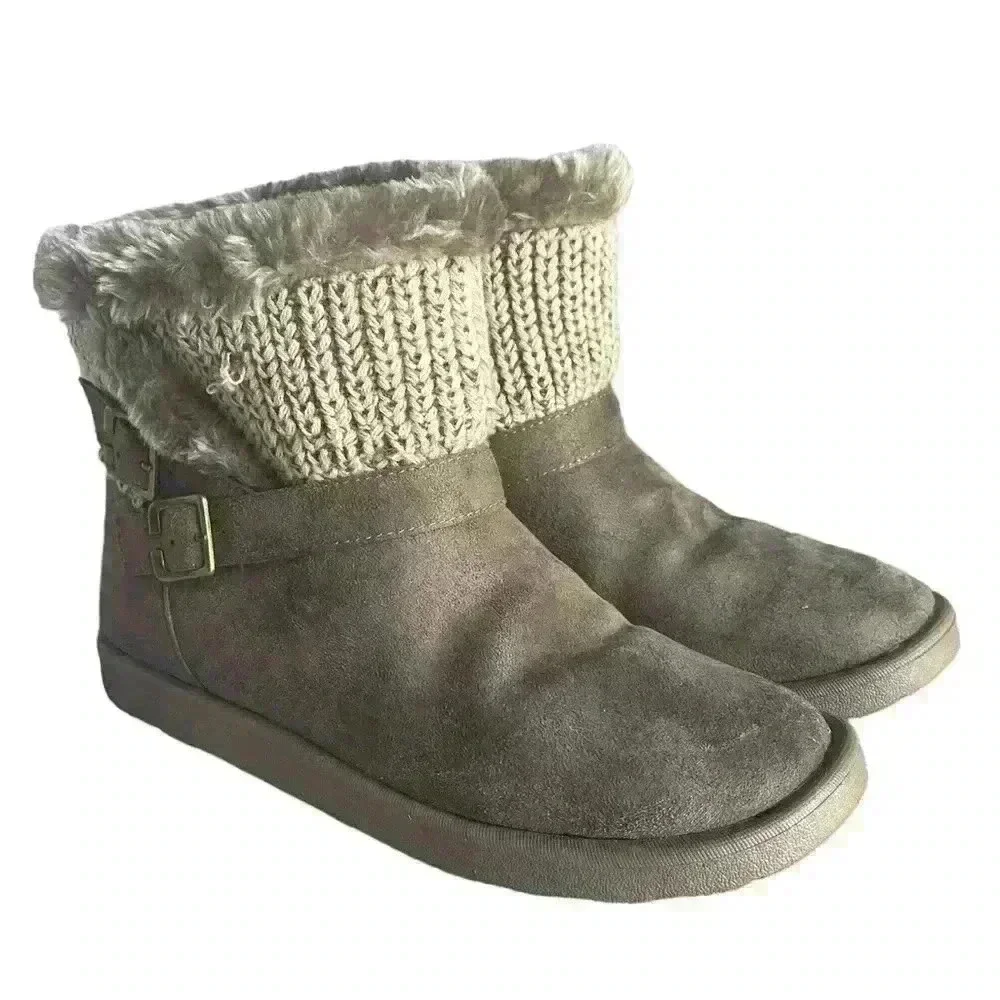 LifeStride Flurry Faux Leather Cold Weather Shearling Boots Size 10